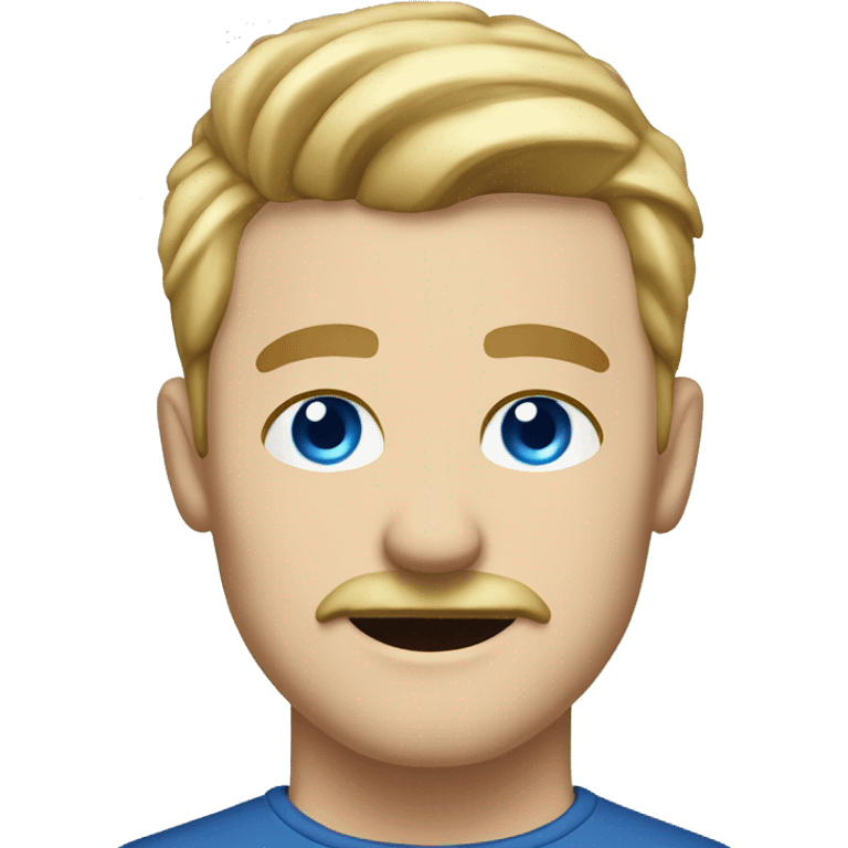 man with mustache, white man, blue eyes, blonde hair with shaved sides, throwing desk emoji