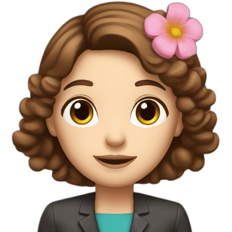 receptionist desk brown hair flowers in hand emoji