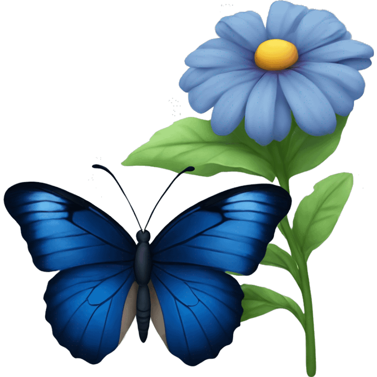 Dark blue butterfly on flower emoji