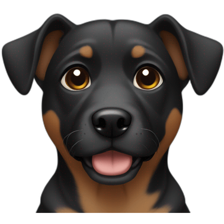 Black small mixed breed dog with down turned ears and brown face accents emoji