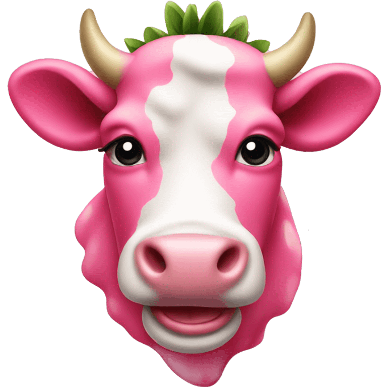 Pink strawberry cow emoji