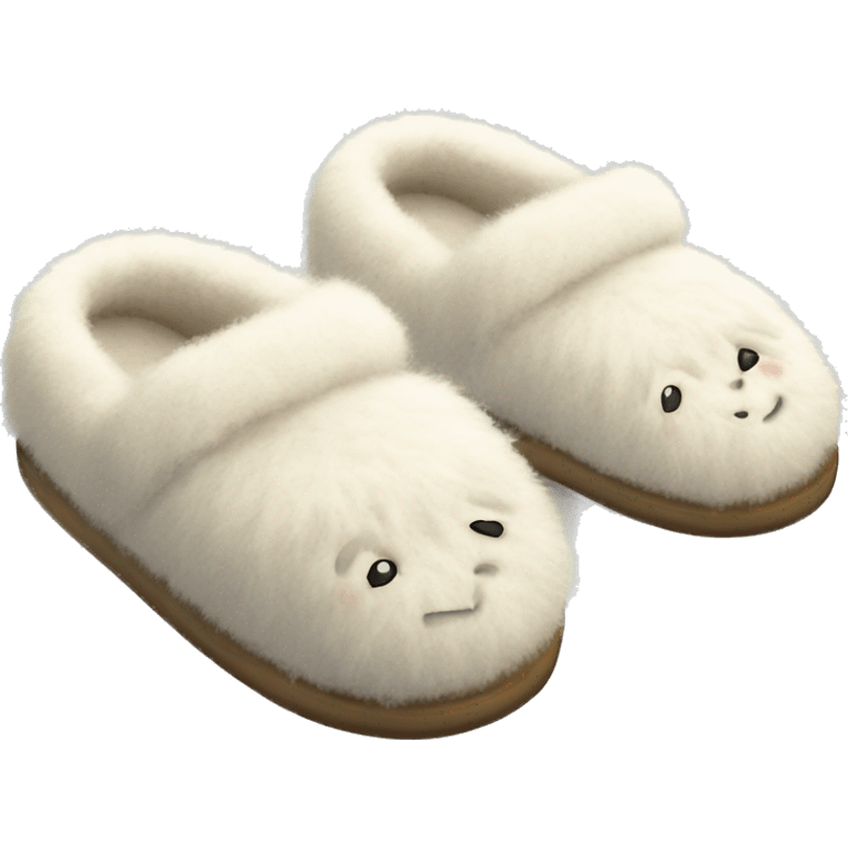 Cute fuzzy slippers, winter themed  emoji