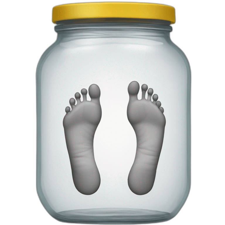 an empty transparent jar between two human feet,-inside,-in-the-jar emoji