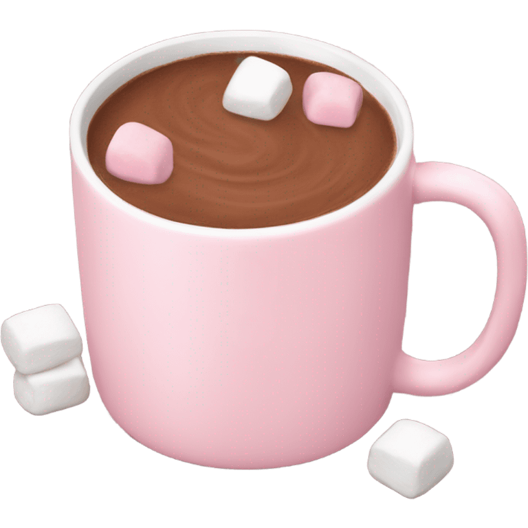 Light Pink mug of hot chocolate with marshmallows  emoji