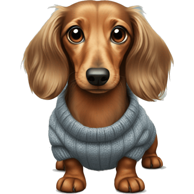 long haired dachshund in a sweater emoji