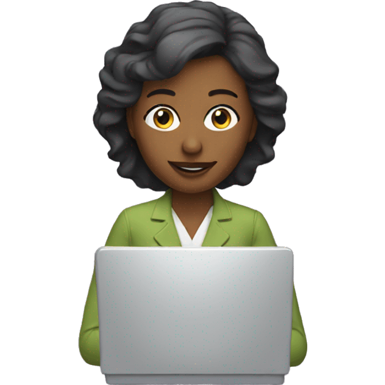 marketing woman with computer screen emoji