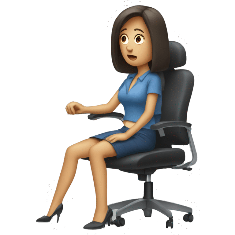 a woman sitting on an office chair looking bored emoji