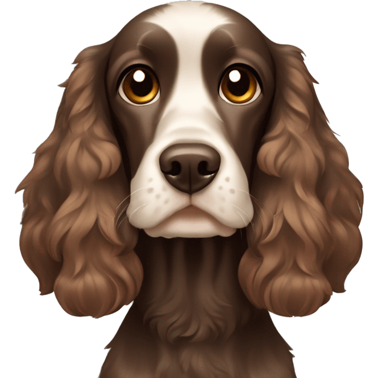 Dark brown cocker spaniel with light brown eyes emoji