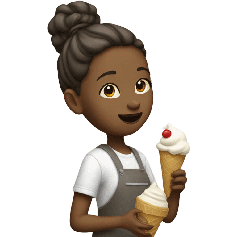 Girl picking up white ice cream emoji