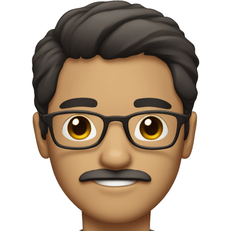 dark hair dark eye man with short mustache wearing glasses holding chihuahua emoji