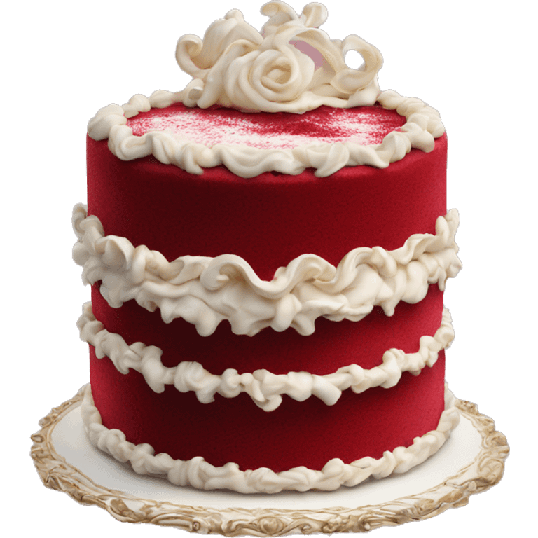 highly detailed rococo red velvet cake emoji