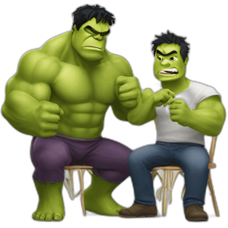 hulk and shrek eating spaghetti emoji