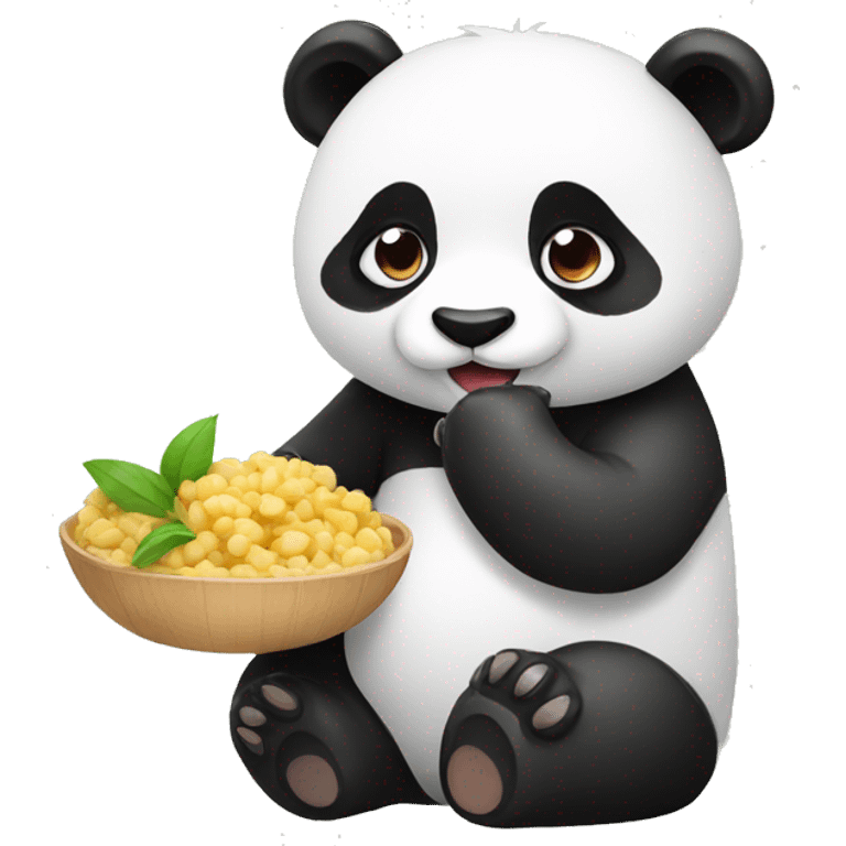 Cute panda eating emoji