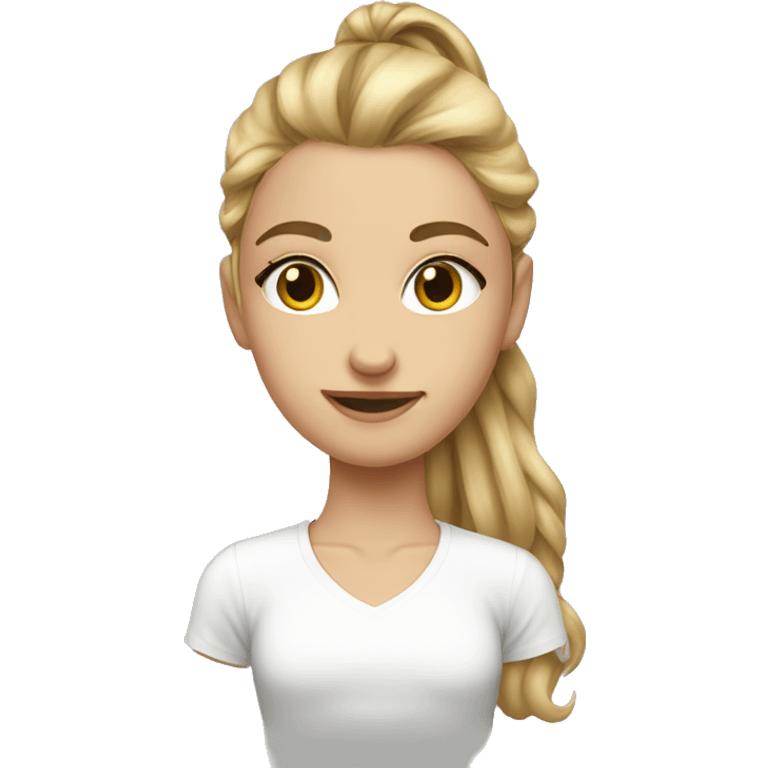 Hazel colored eyed dirty blonde ponytail girl white emoji