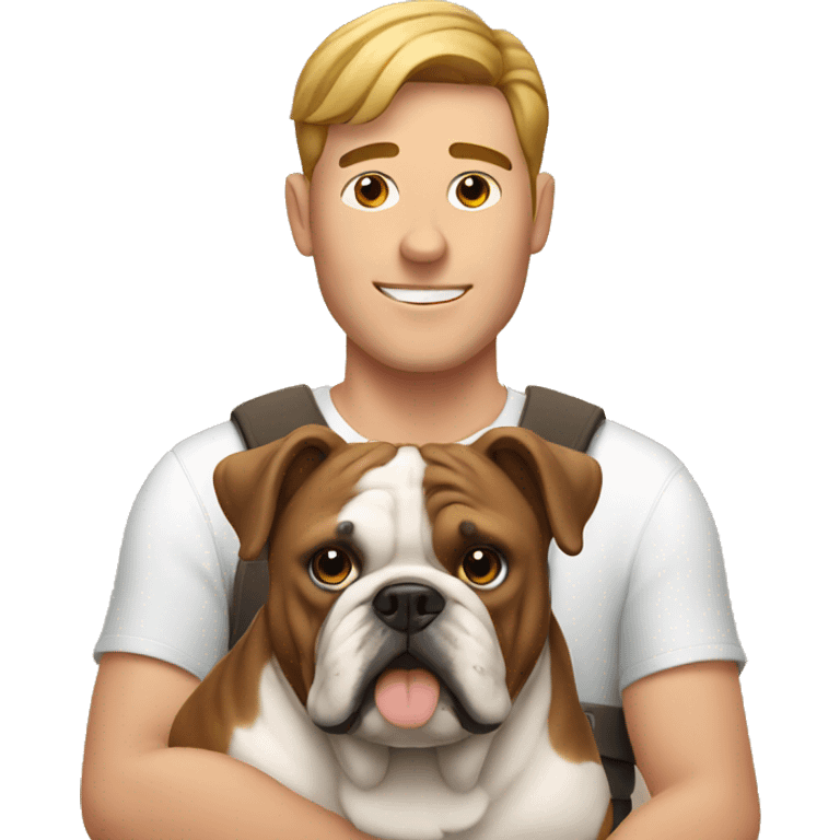 guy with english brown bulldog  emoji