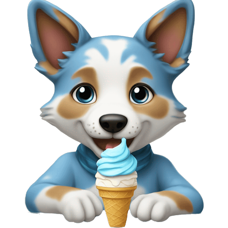 Blue healer, eating ice cream ￼ emoji