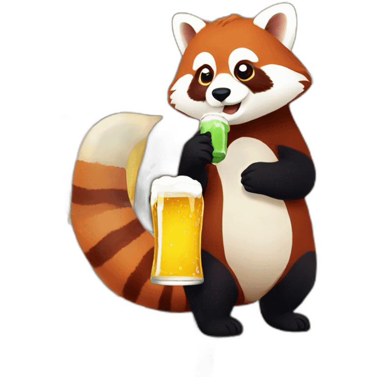 red panda drinking beer\ emoji