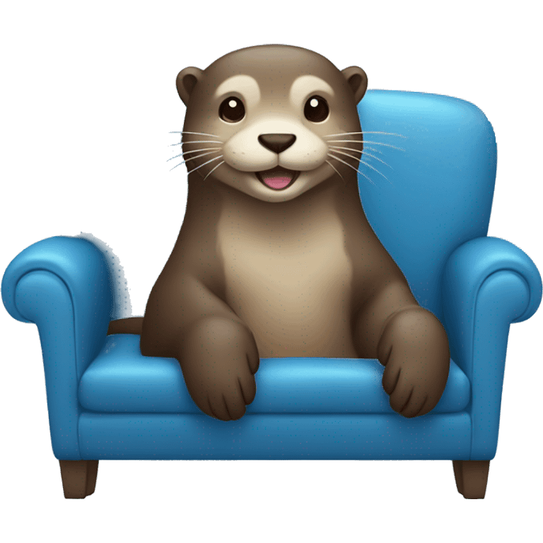 happy otter sitting on a blue sofa emoji