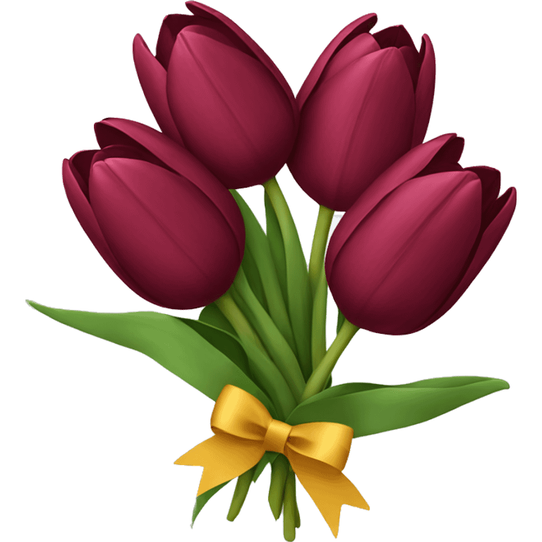 bouquet of burgundy tulips with bow  emoji