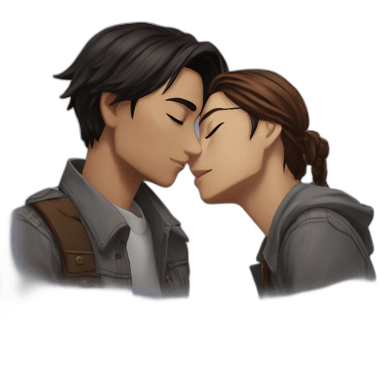 Levi Ackerman and Hanji Zoë kissing emoji