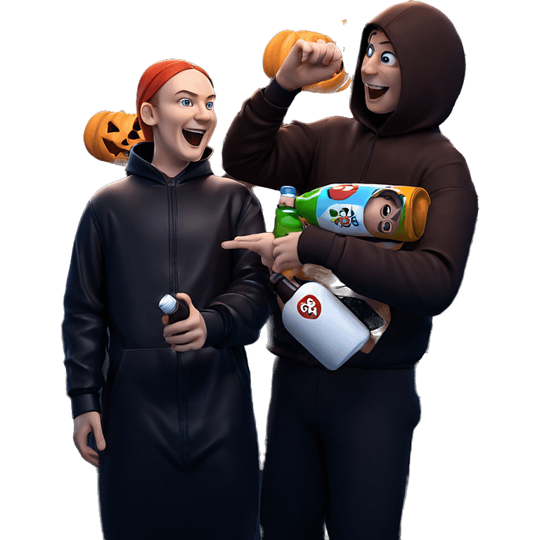 halloween boy with bottle emoji