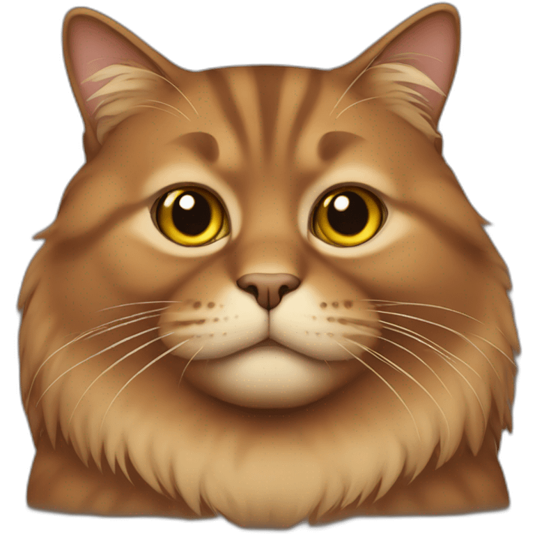 brown fat cat with long hair emoji