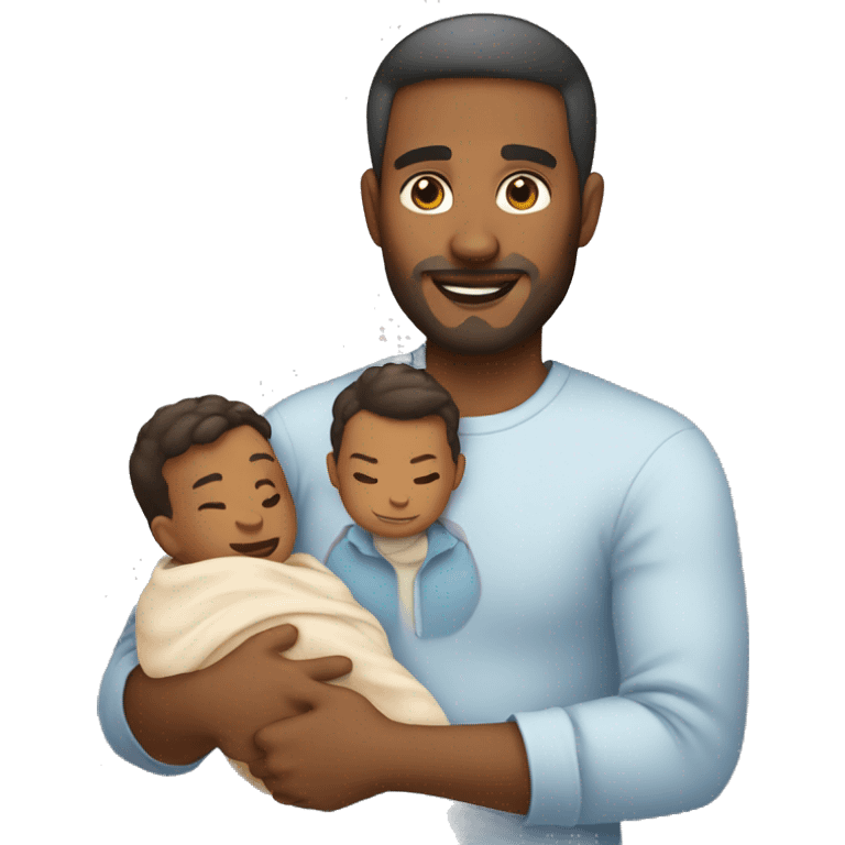 Light brown skin father holding newborn  emoji