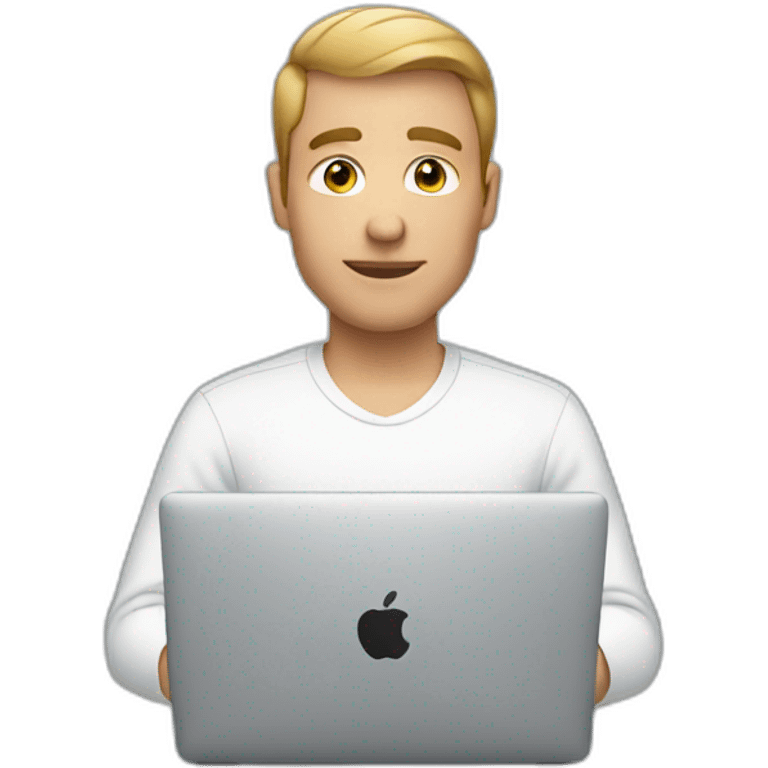 men with short hair working on a mac emoji