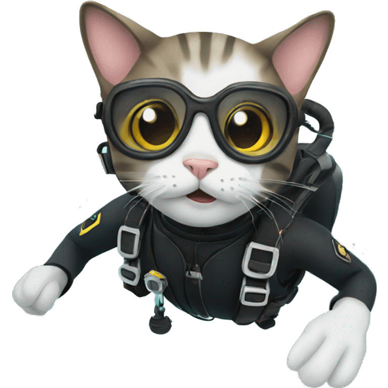 cat scuba diving emoji