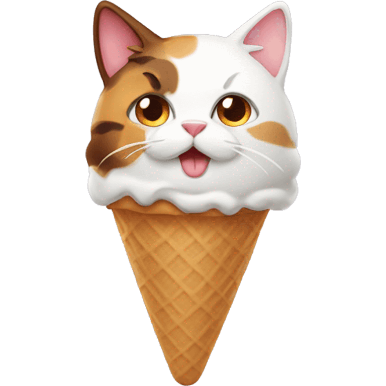 Icecream with calico cat emoji