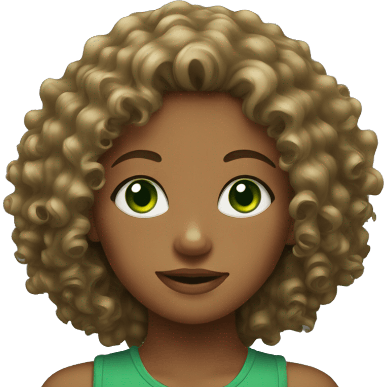 Girl with green eyes and curly hair emoji