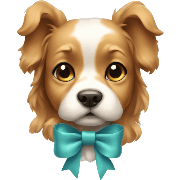 Cute dog with bow emoji