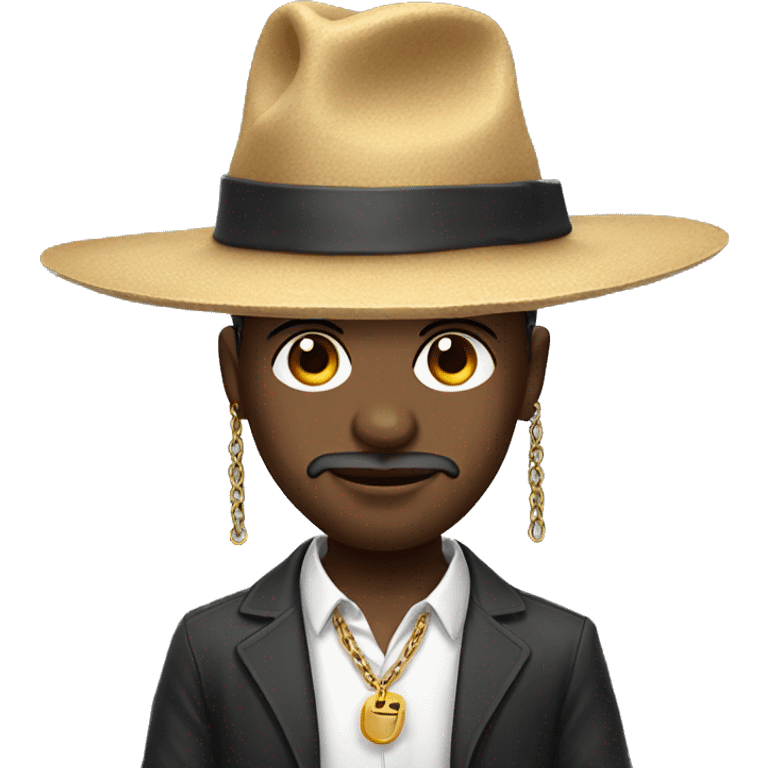 Guy with a strange hat, smart shirt and a chain and painted nails emoji