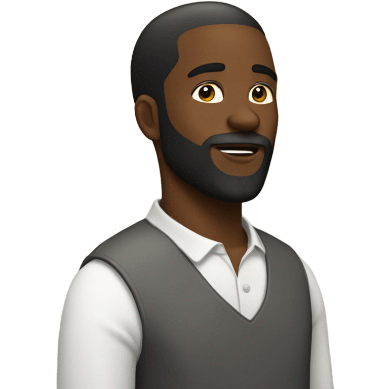 Black guy with beard kissing to the right emoji