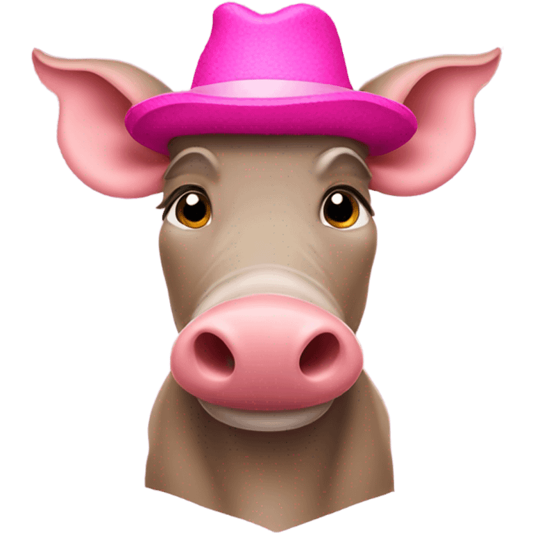 Warthog wearing pink hat emoji