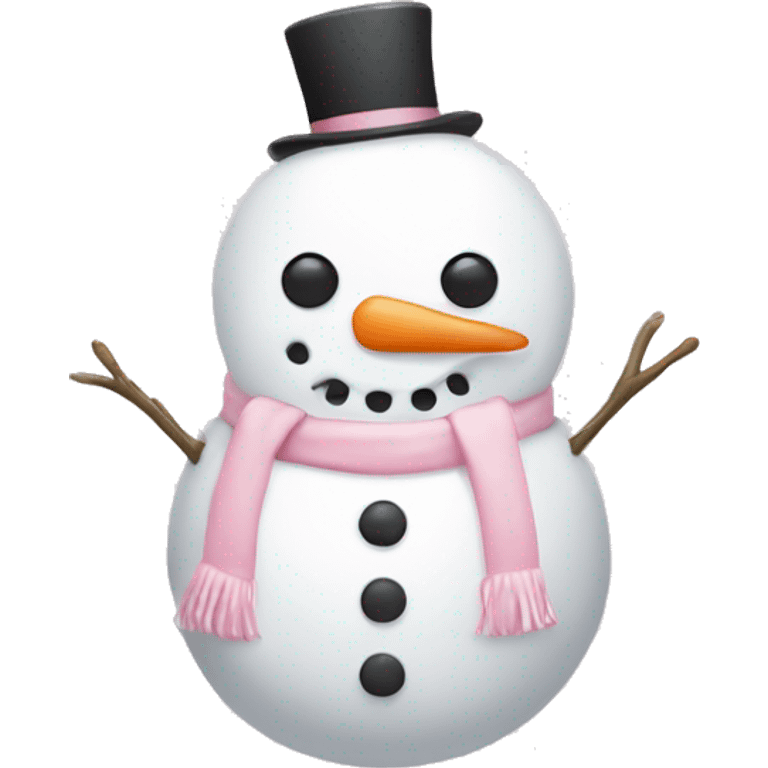 Cute white and light pink snowman emoji