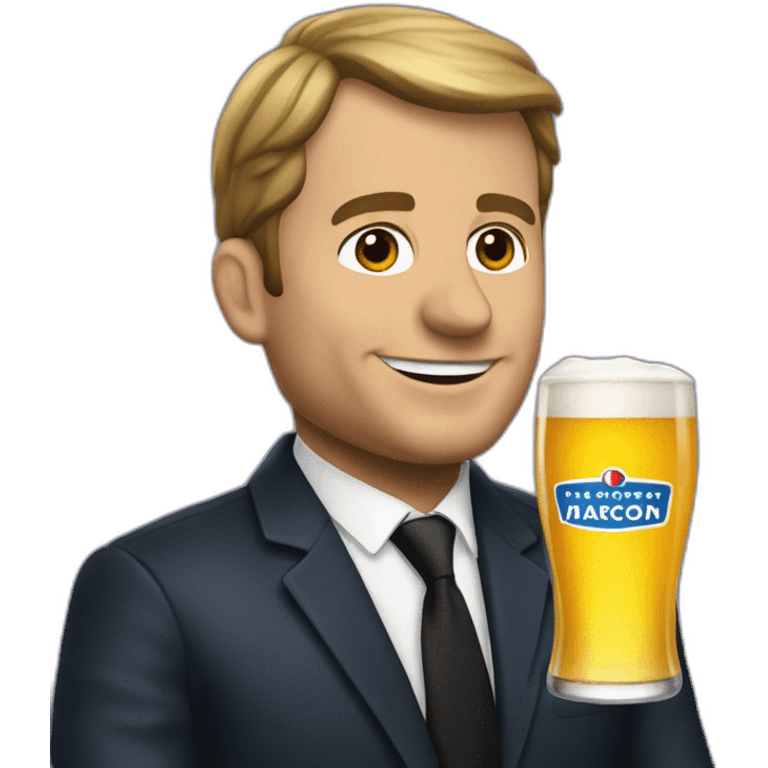 Macron drink beer emoji