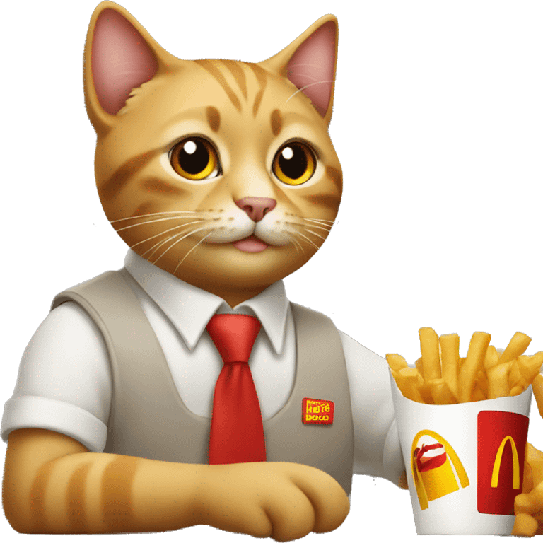 cat working at mcdonalds emoji