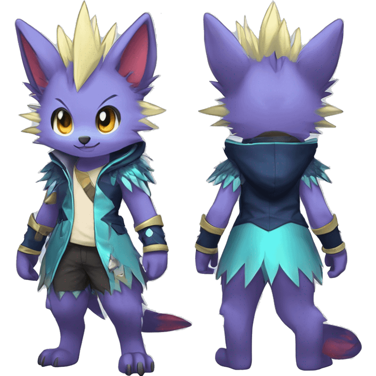 Anthro Scalie Spiky Cool Edgy Magical Shiny Colorful Pastel Sparkle Kemono-style Chibi Fantasy-Animal-Fakémon-Pokémon-Hybrid Fur Sona Aesthetic Full Body emoji