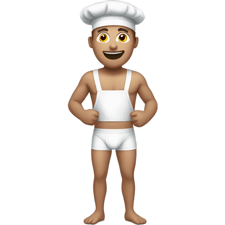 White Man in underwear Cooking  emoji