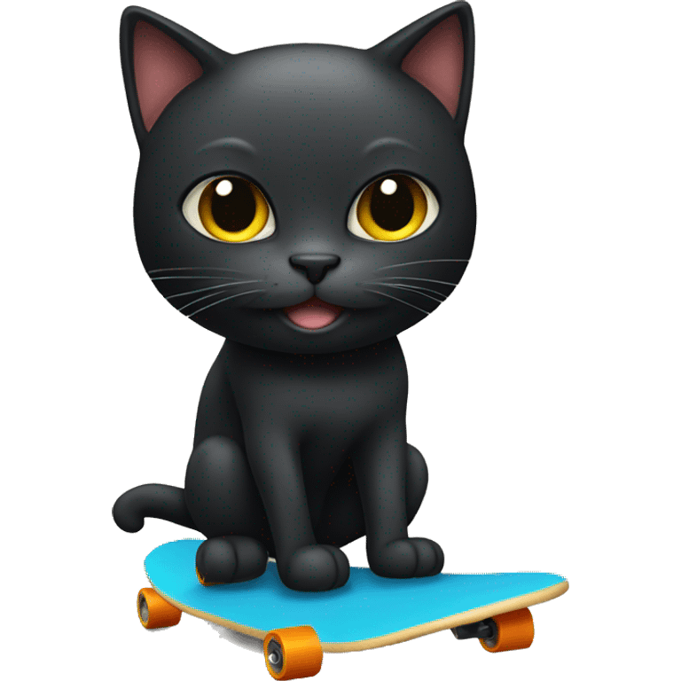 black cat with skateboard emoji