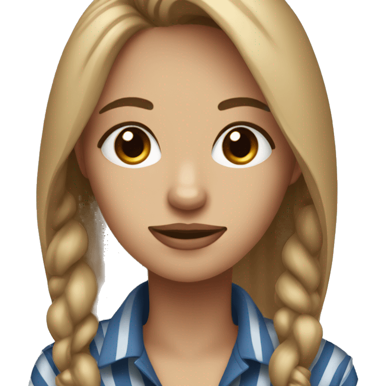 Dark blond woman with brown eyes with her dark brown striped blue eyes dog emoji