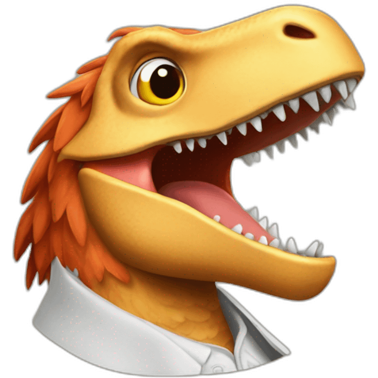 Gallina a hombros de un t-rex emoji