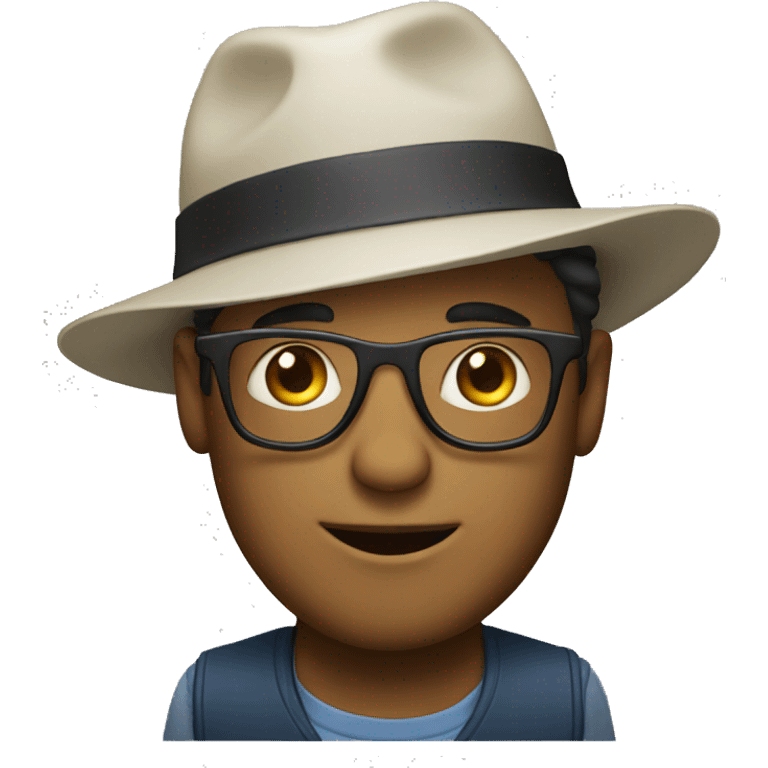 A man with upside glasses and hat emoji