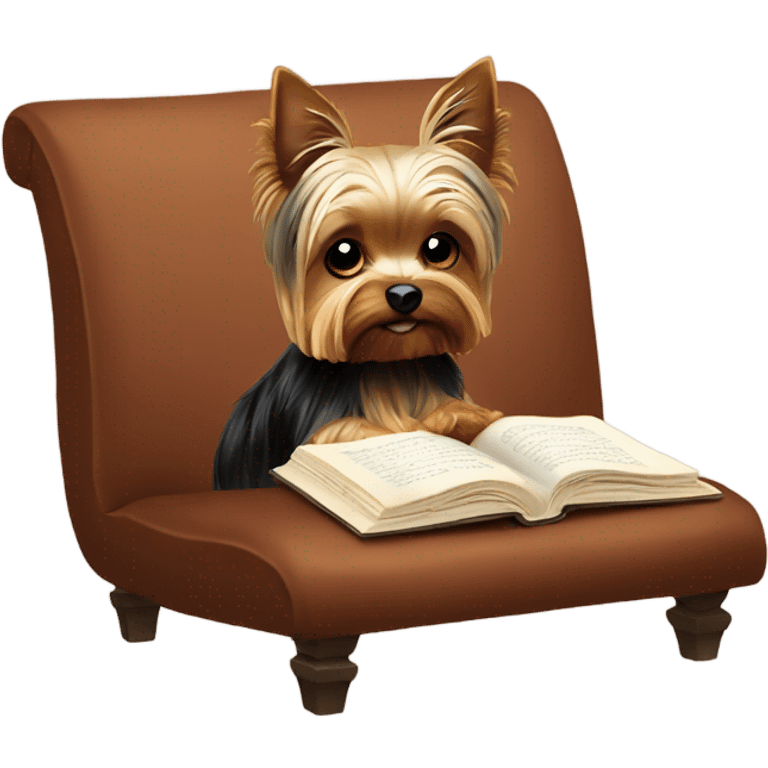 Yorkie reading a book emoji