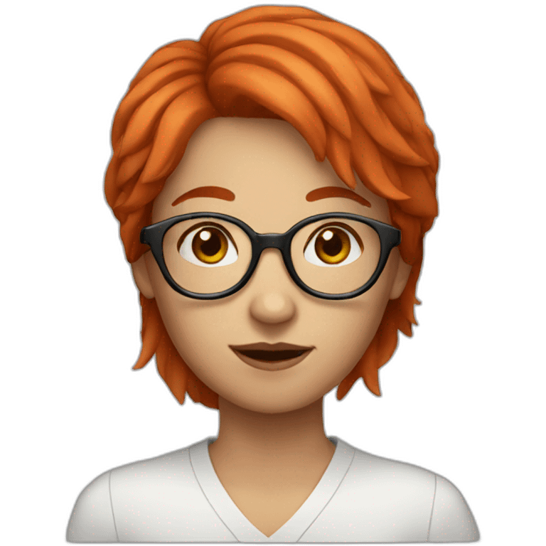 red haired girl with glasses emoji