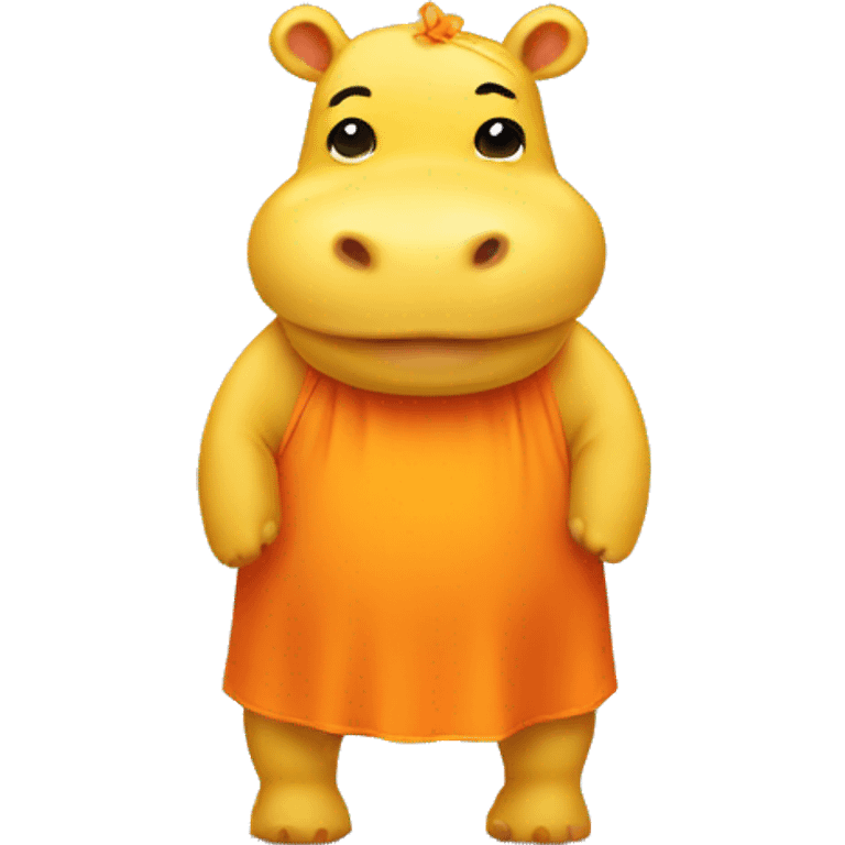 Yellow hippo with Orange dress emoji