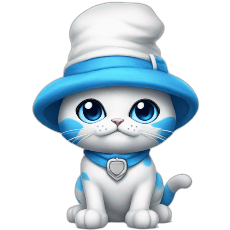 blue smurf cat in white hat and in white pants and boots emoji