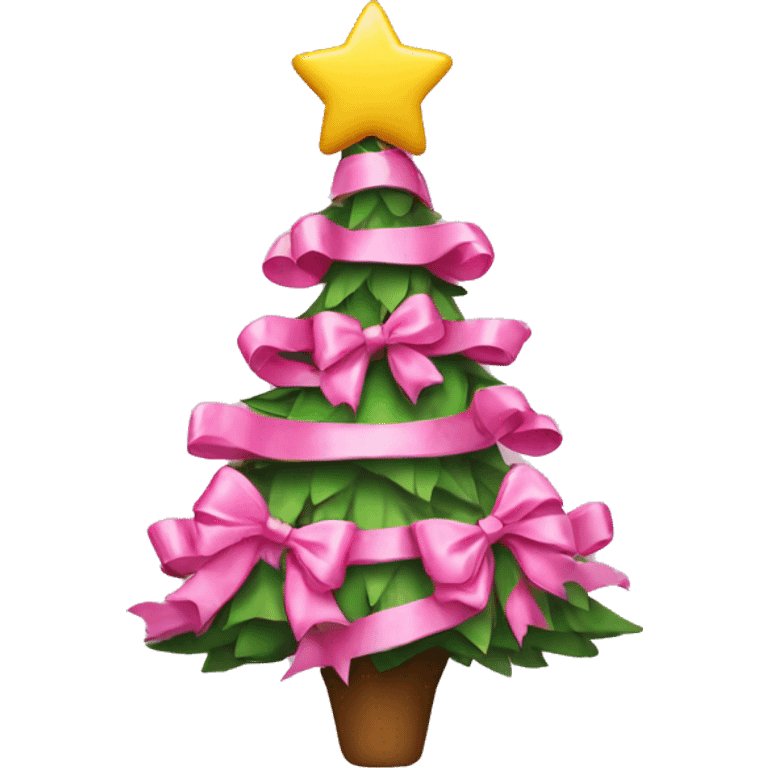 christmas tree with pink bows on it emoji