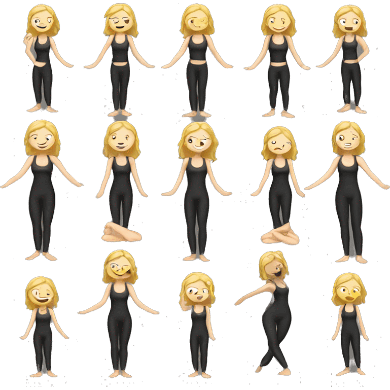 yoga girl blone In a black jumpsuit emoji